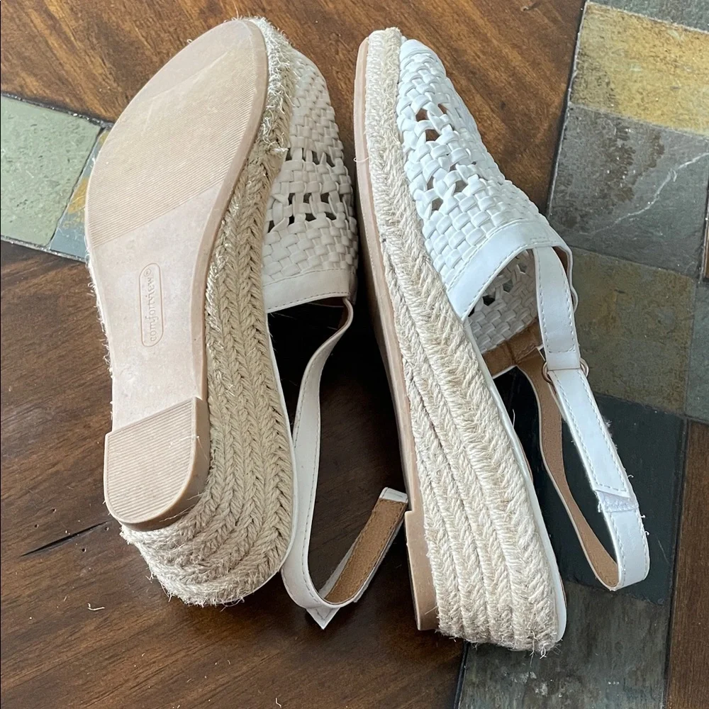 Comfortview Women's White Espadrille Sandals